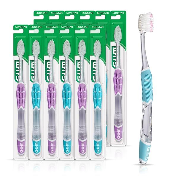 GUM Technique Deep Clean Sensitive Toothbrush Ultra Soft Tapered Bristles Compact Head for Adults 12 Pack
