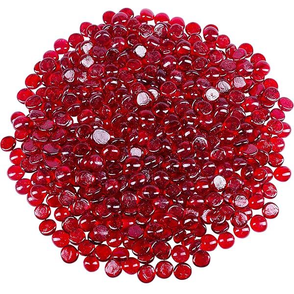 Galashield Red Flat Glass Marbles 5 LBS Approx 450 PCS for Vases Decorative Glass Gems Beads Pebbles Vase Filler