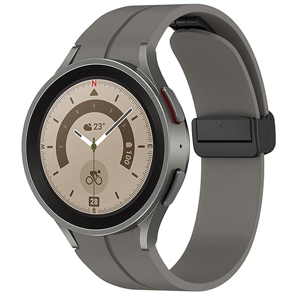 Epoosuo Galaxy Watch 5 Pro Bands 45mm, No Gap Silicone Sport Band Compatible with Galaxy Watch 7 6 5 4 44mm 40mm Replacement Strap (Black