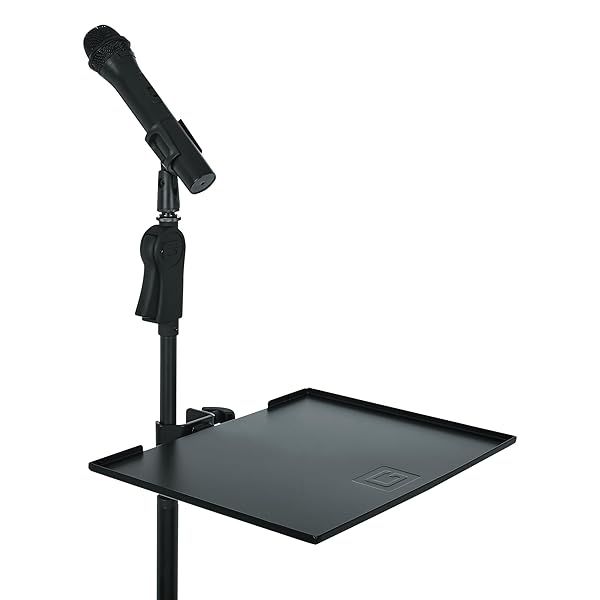 Gator Cases Microphone Stand with 11x15 Shelf for Enhanced Stability and Convenience
