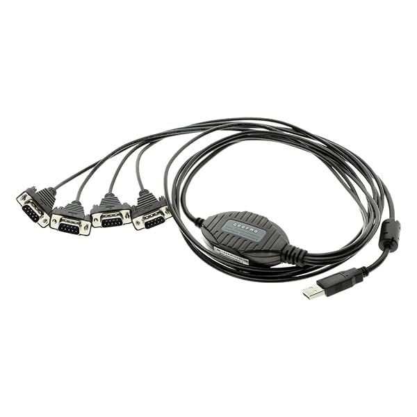 Gearmo 4 Port USB to Serial RS232 Adapter with FTDI Chipset for Windows Linux and Mac ESD Surge Protection