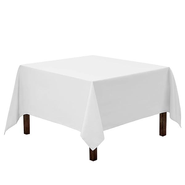 Gee Di Moda 70x70 Inch White Tablecloth - Heavy Duty Washable for Weddings, Parties & Buffets