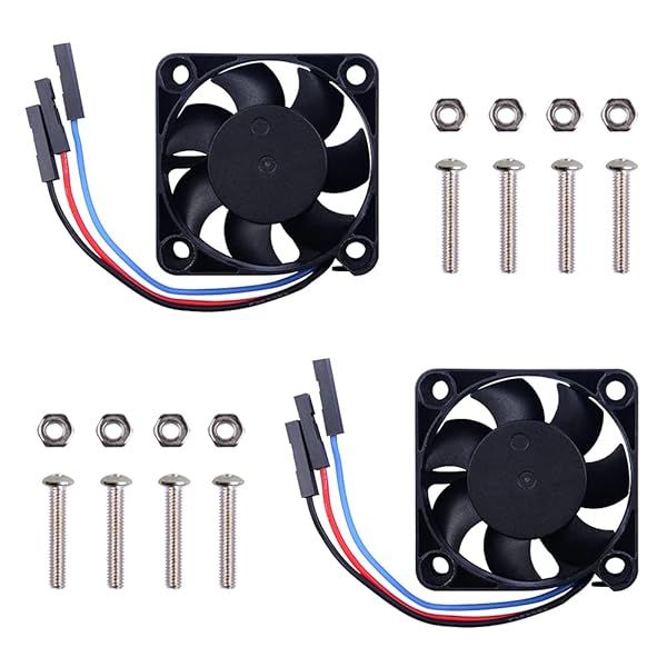 GeeekPi 2PCS 40x40mm PWM Controllable Quiet Fan for Raspberry Pi 4 and 3B Plus 5V DC Black