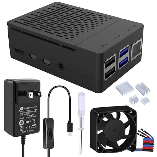 GeeekPi Raspberry Pi 4 Case with 18W Power Supply PWM Fan and Heatsinks for 2GB 4GB 8GB Models