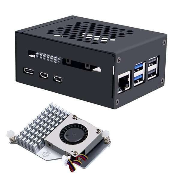 GeeekPi Metal Case & Active Cooler for Raspberry Pi 5 (4GB/8GB) - Supports X1000/X1001/X1003/N04/N05 PCIe Boards