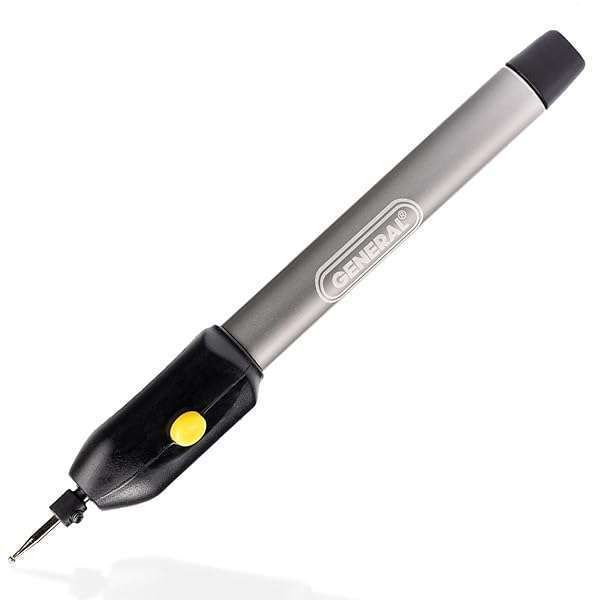General Tools Cordless Engraving Pen - Diamond Tip Etching Tool for Metal, Toys, Glass & More
