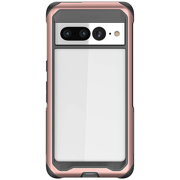 Ghostek ATOMIC Slim Clear Pixel 7 Case for Women Rugged Shockproof Protection with Aluminum Bumper Designed for 2022 Google Pixel 7 Pink