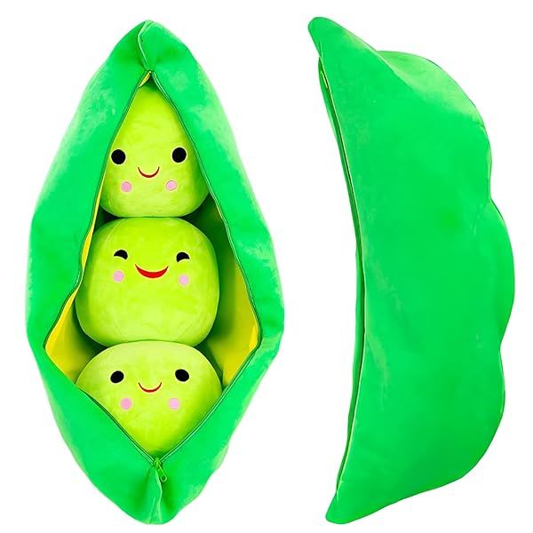 Giant Peas in A Pod Plush Toy Cute Pea Stuffed Toy Plant Doll Available in Various Sizes Green Beans 9.8 inches