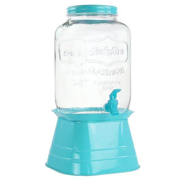 Shop Gibson Home Chiara Blue Mason Dispenser with Metal Lid & Base - Perfect for Stylish Storage!