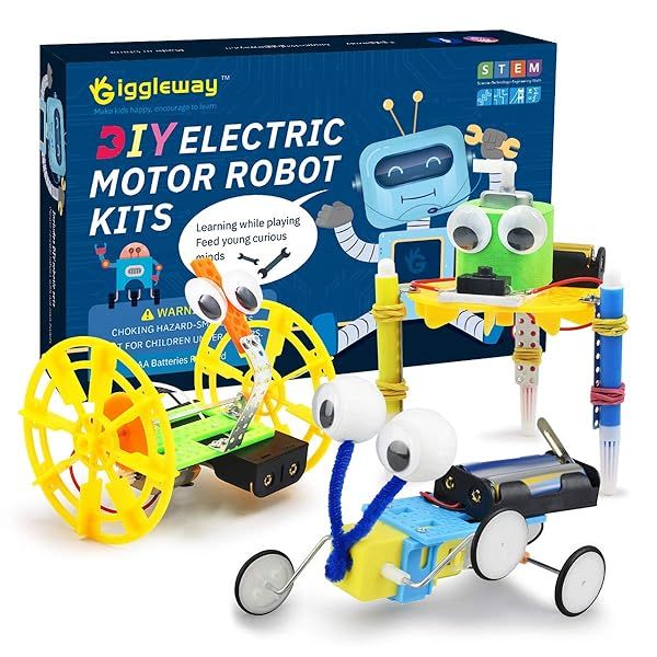 Giggleway Electric Motor Robotic Science Kits for Kids DIY STEM Toys Building Experiment Kits for Boys and Girls Doodling Balance Car Reptile Robot