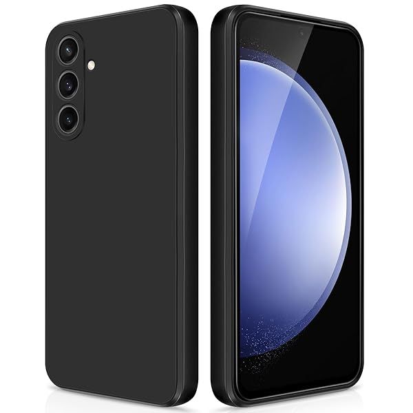 GiiYoon Silicone Case for Samsung Galaxy S23 FE Full Body Soft Touch Shockproof Cover with Camera Protection and Microfiber Lining Black