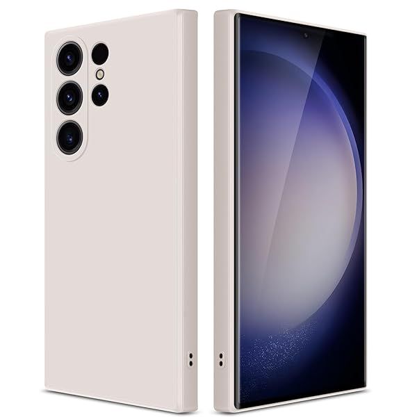 GiiYoon Silicone Case for Samsung Galaxy S23 Ultra 5G Full Body Soft Touch Shockproof Cover with Camera Protection Off White