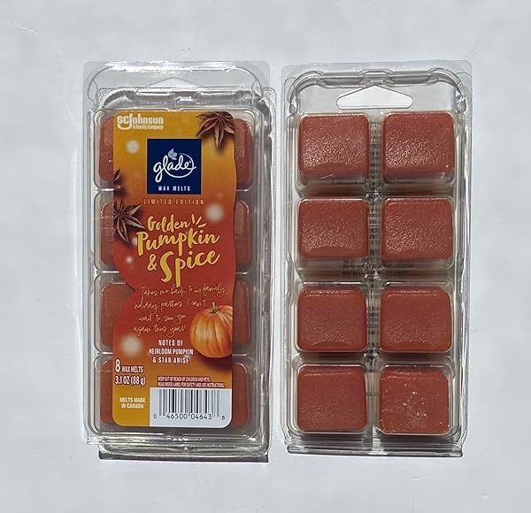 Glade Golden Pumpkin & Spice Wax Melts 2 Pack - 3.1 oz Wax Cubes for Cozy Fall Scents