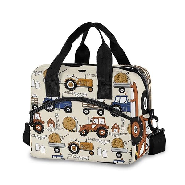 Glaphy Insulated Lunch Bag for Tractors Cars Meal Prep Cooler Food Container Handbag