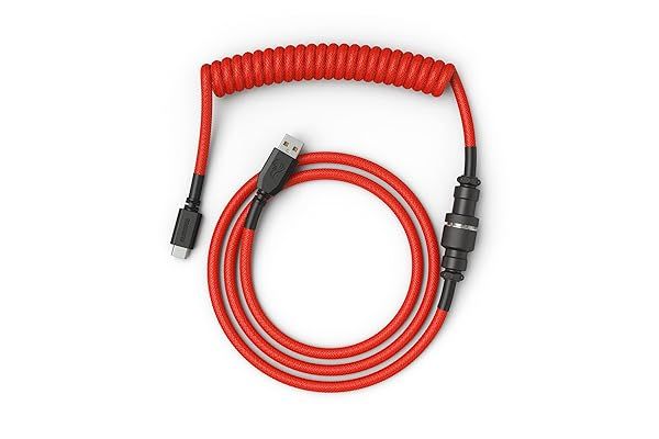 Glorious Coiled Keyboard Cable Custom Braided USB C for Mechanical Gaming Keyboards Red