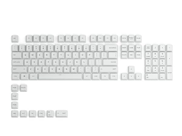 Glorious GPBT Arctic White Keycaps - Thick PBT 114 Set for Full Size, TKL & 75% Mechanical Keyboards