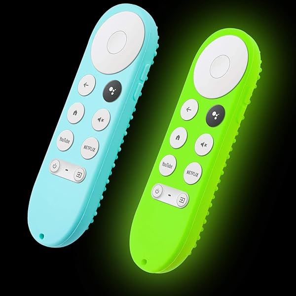 Glow Remote Cover Replacement for Google Chromecast TV 2020 Voice Remote 2-Pack Silicone Case with Lanyard Mint Green and Glow Green
