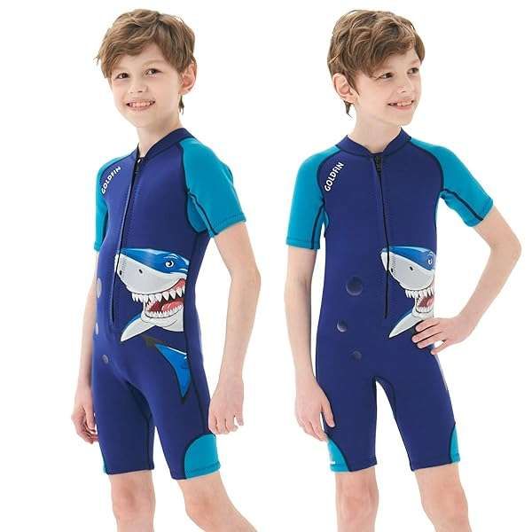Goldfin Kids Wetsuits: 2mm Shorty Neoprene Suits for Boys & Girls - Perfect for Swimming, Surfing & Water Aerobics