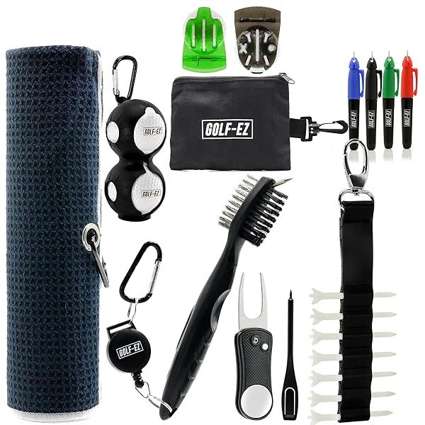 Golf-EZ Essentials Kit: Towel, Brush, Alignment Tool & More for Perfect Golfing