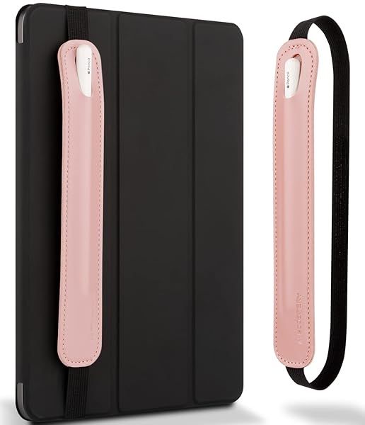 Goospery Pencil Holder for Apple Pencil (1st & 2nd Gen) - PU Leather Sleeve & Elastic Band for iPad Pro & Air - Pink