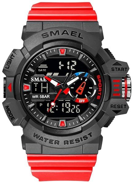 Gosasa Men's Multi Function Military S-Shock Sports Watch LED Digital Waterproof Alarm 8043 Red