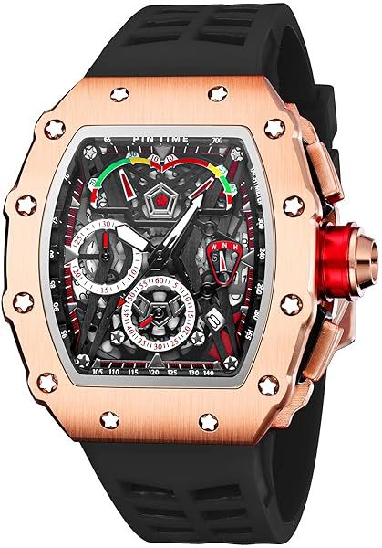 Gosasa Unique Men Punk Wristwatch Luminous Waterproof Sport Analog Quartz Big Dial Silicon Strap Business Dress Watch