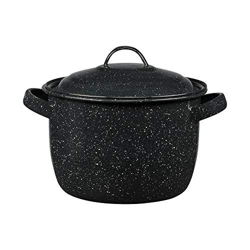 Granite Ware 4-Quart Enamel on Steel Bean/Stock Pot with Lid - Speckled Black Cookware
