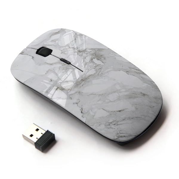Graphic4You Light Grey Marble Pattern Ergonomic Wireless Mouse with Nano Receiver for Comfort and Style