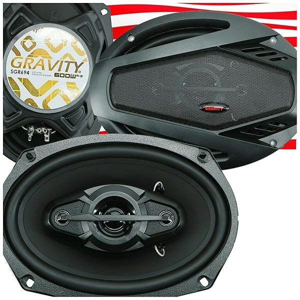Gravity SGR694 6x9 Inch 4 Way Car Audio Speakers 600 Watts Full Range with Alpha Solid Rubber Cones 4 Ohms 94 dB Sensitivity Pair