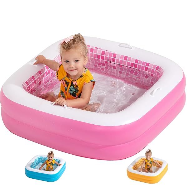 Playful Pink Baby Pool with Cushioned Floor and Grip Handles for Infants and Toddlers 1-3 Ideal for Fun and Safe Playtime