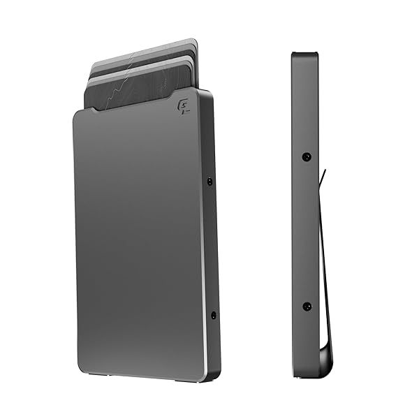 Groove Life Gun Metal Wallet: Minimalist Aluminum Card Holder with RFID Blocking & Money Clip for Men