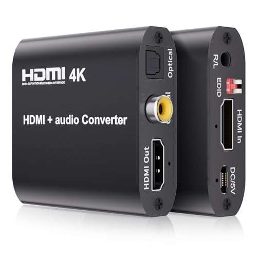 BolAAzuL HDMI 1.4 Audio Extractor Splitter: 4K/30Hz HDMI to Toslink & Coaxial Converter