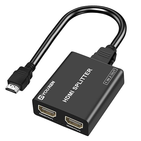 4K HDMI Splitter 1x2 with HD Cable - Split 1 HDMI Source to 2 Displays (30Hz, 1080P, 3D) for Full HD Experience