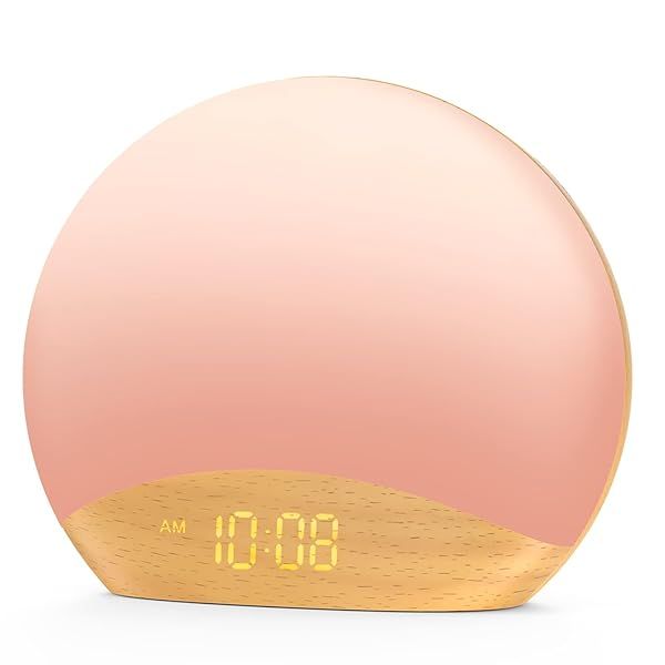 HOUSBAY White Noise Machine Sunrise Alarm Clock, Wake Up Light, Dimmable Night Light, 26 Natural Sounds, Gentle Wake up and Sound Machine for