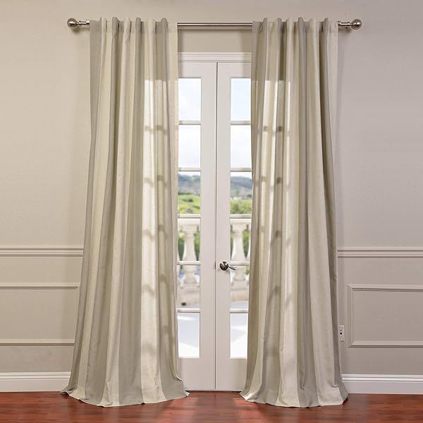 HPD Half Price Drapes Linen Blend Stripe Curtains 50 X 96 Del Mar Stone for Bedroom 1 Panel