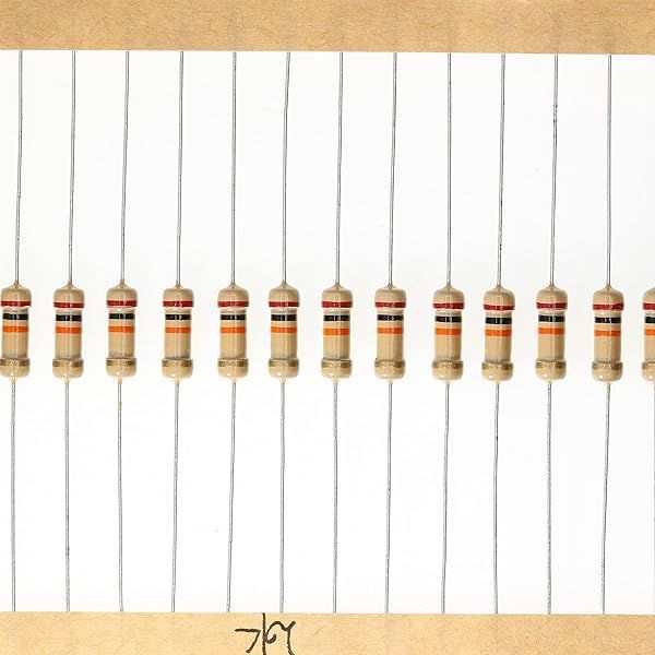 HUABAN 100 Pieces 0.5 Watts 1 2W 20K Ohm 5% Carbon Film Resistor