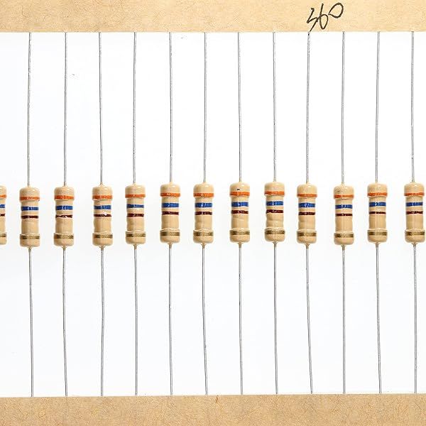 HUABAN 100 Pieces 0.5 Watts 1 2W 360R 360 Ohm 5% Carbon Film Resistor
