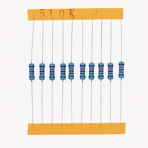 HUABAN 100 Pieces 0.5 Watts 1 2W 510K Ohm 1% Metal Film Resistor