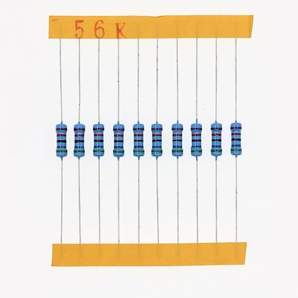 HUABAN 100 Pieces 0.5 Watts 1 2W 56K Ohm 1% Metal Film Resistor
