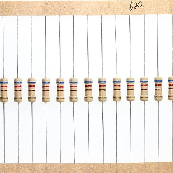 HUABAN 100 Pieces 0.5 Watts 1 2W 620R 620 Ohm 5% Carbon Film Resistor