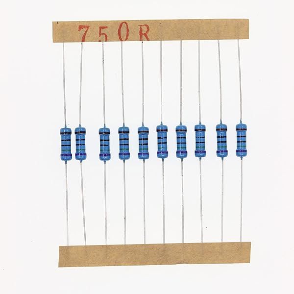HUABAN 100 Pieces 0.5 Watts 1 2W 750R 750 Ohm 1% Metal Film Resistor