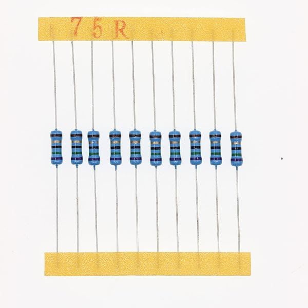 HUABAN 100 Pieces 0.5 Watts 1 2W 75R 75 Ohm 1% Metal Film Resistor