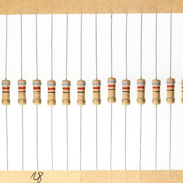 HUABAN 100 Pieces 0.5 Watts 1 2W 82R 82 Ohm 5% Carbon Film Resistor