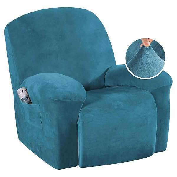 Luxury Velvet Recliner Cover - H.VERSAILTEX Plush Slipcover in Peacock Blue for Ultimate Comfort