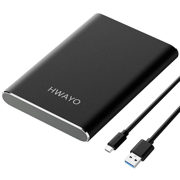 HWAYO 1TB Portable External Hard Drive USB3.1 Gen 1 Type C Ultra Slim HDD for PC Desktop Laptop Mac Xbox One Black