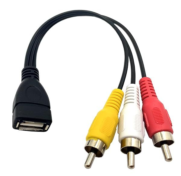 Halokny USB to 3 RCA Cable, 8 inch USB 2.0 A Female to 3RCA Male Audio Video Capture Card AV Composite Adapter Cable (USB F 3RCA M)