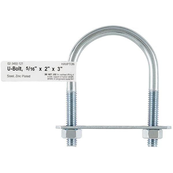 Buy Hampton Coarse Zinc-Plated Steel U-Bolts 5/16 in. x 2 in. x 3 in. - Pack of 10 for Durable Fastening Solutions