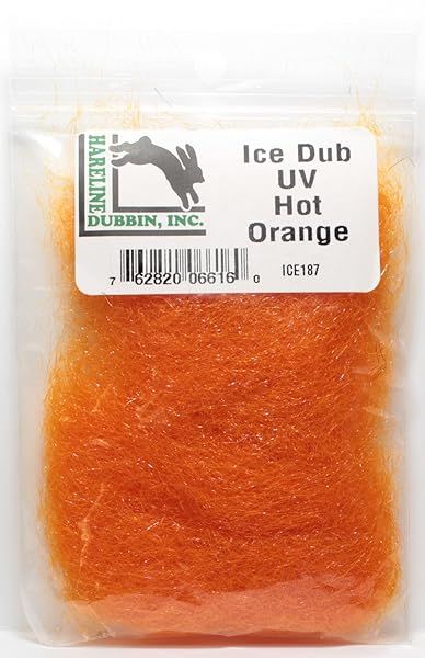 Buy Hareline Ice Dub UV Hot Orange - Premium Fly Tying Material for Vibrant Patterns