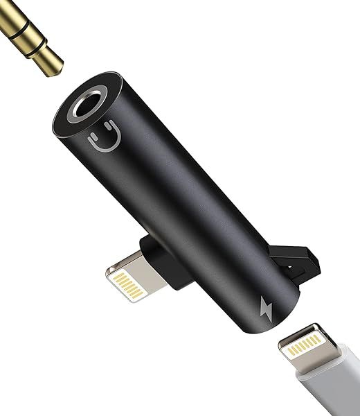 Lightning to 3.5mm Headphone Adapter & Charger Dongle for iPhone 11, 12, XR, X, 8 Plus & iPad Air - Audio & Power Splitter