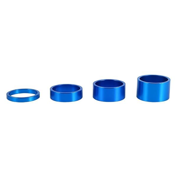 Aluminum Alloy Headset Spacer Set for MTB and Road Bikes 4 Pieces 5mm 10mm 15mm 20mm Blue